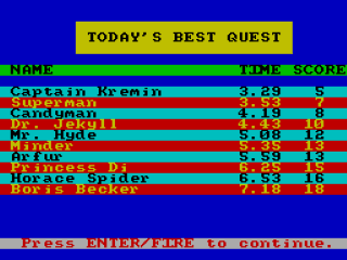 Quiz Quest screenshot 2 for ZX Spectrum